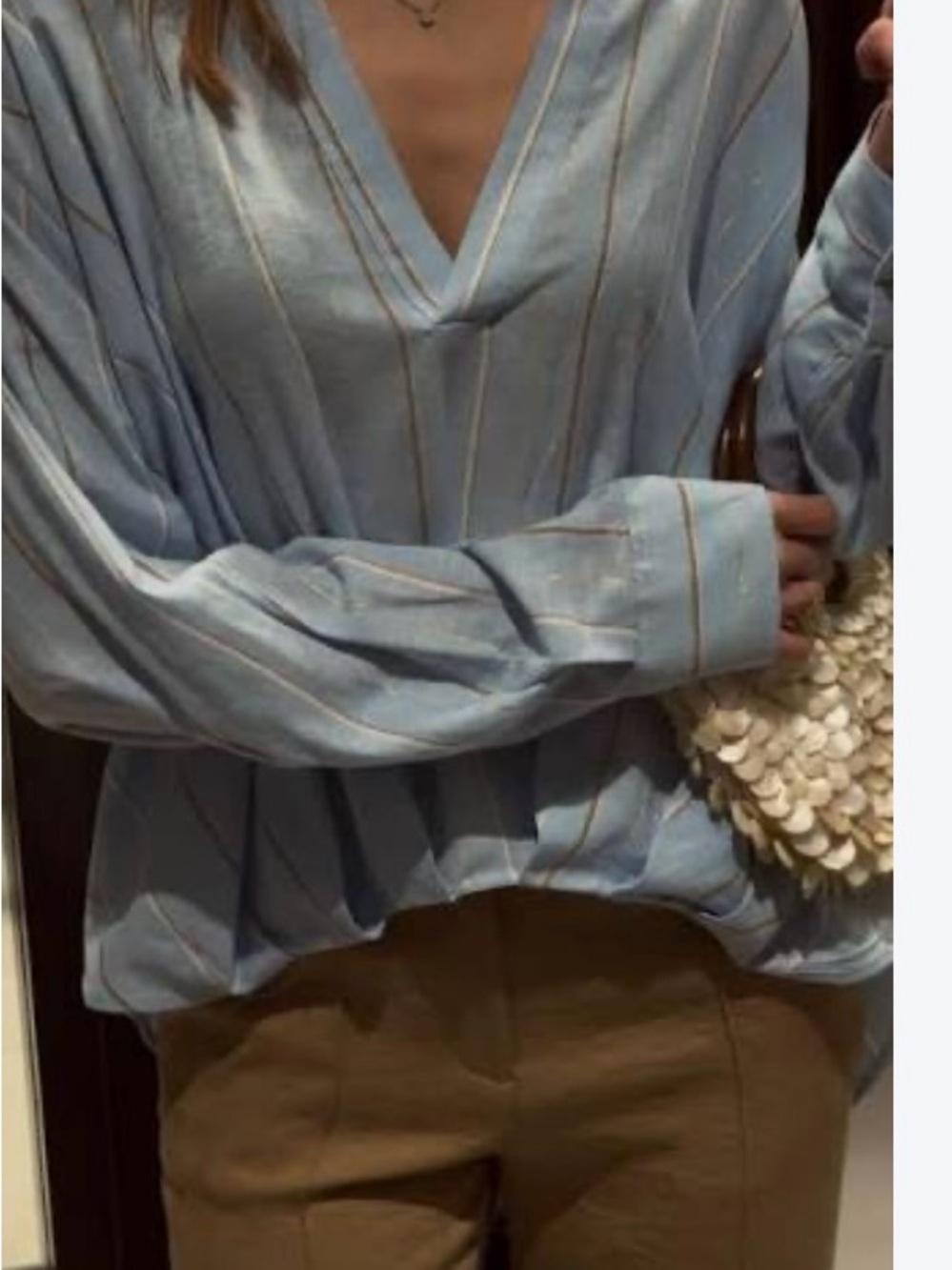 Zara linen blend metallic thread top